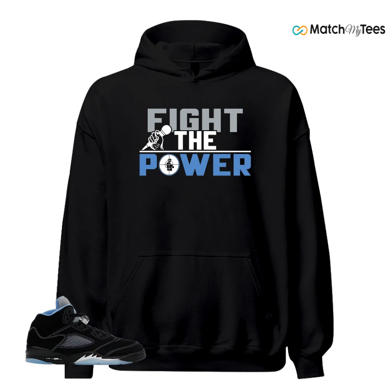 NIKE AIR JORDAN 5 BLACK UNIVERSITY BLUE SNEAKER Matching Tees hoodie