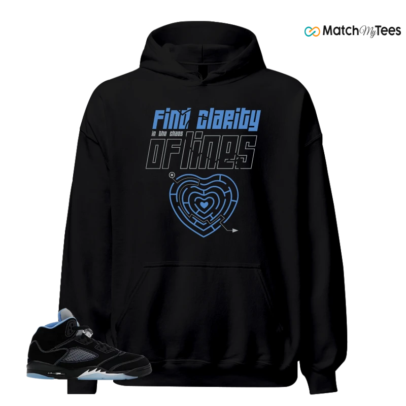 NIKE AIR JORDAN 5 BLACK UNIVERSITY BLUE SNEAKER Matching Tees hoodie