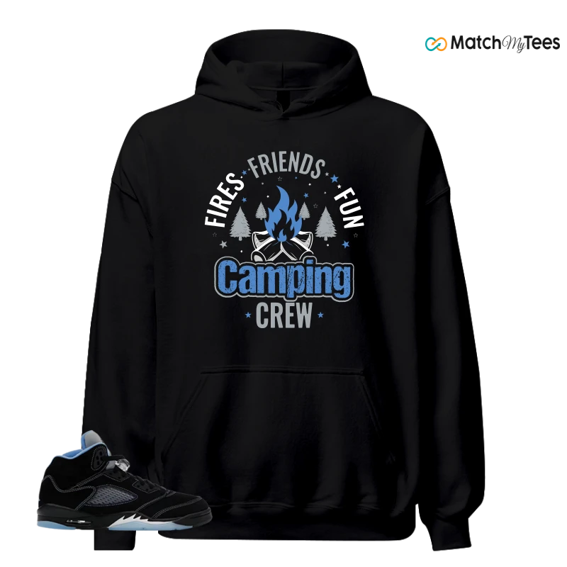 NIKE AIR JORDAN 5 BLACK UNIVERSITY BLUE SNEAKER Matching Tees hoodie