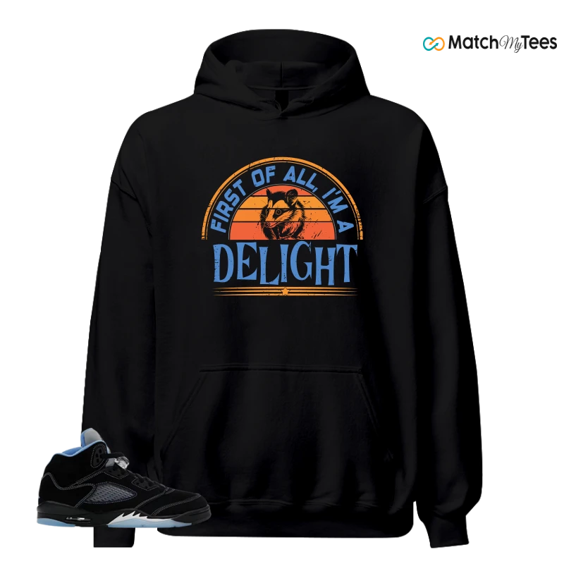 NIKE AIR JORDAN 5 BLACK UNIVERSITY BLUE SNEAKER Matching Tees hoodie