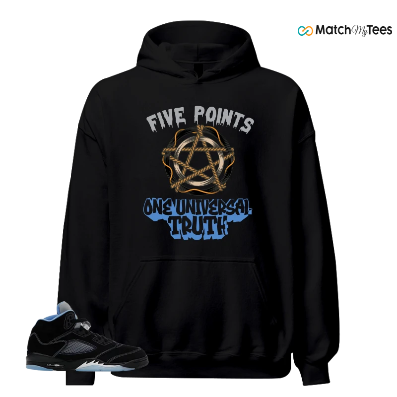 NIKE AIR JORDAN 5 BLACK UNIVERSITY BLUE SNEAKER Matching Tees hoodie