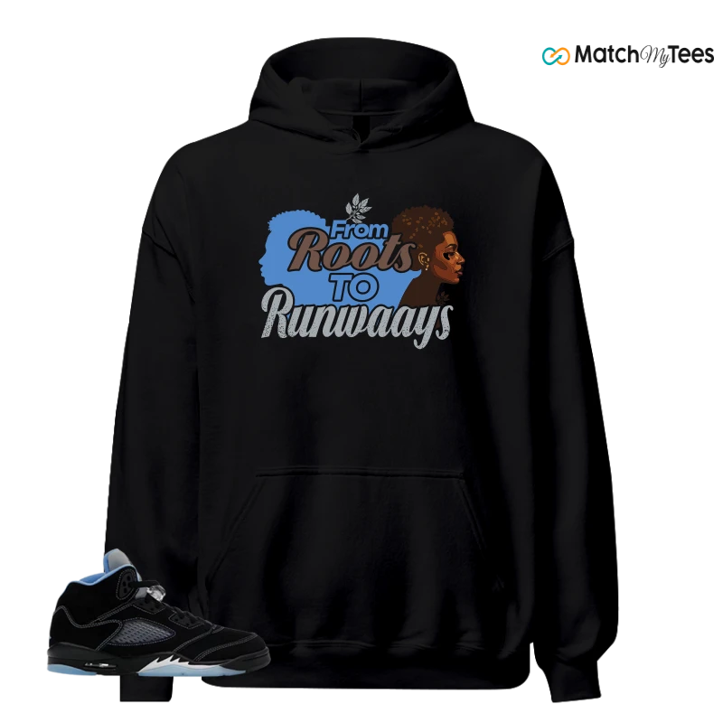 NIKE AIR JORDAN 5 BLACK UNIVERSITY BLUE SNEAKER Matching Tees hoodie