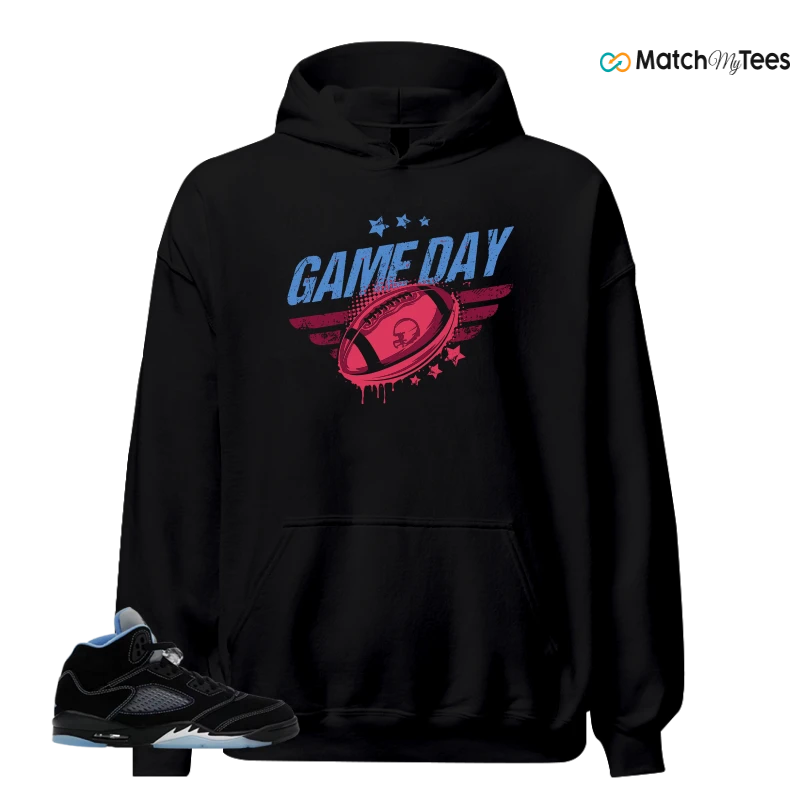 NIKE AIR JORDAN 5 BLACK UNIVERSITY BLUE SNEAKER Matching Tees hoodie