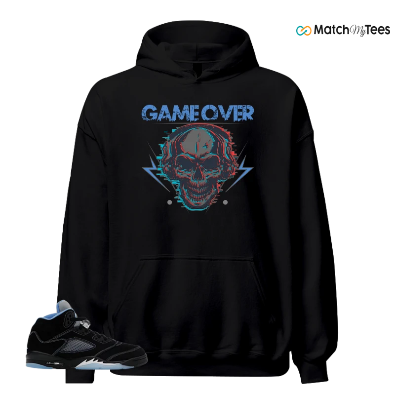 NIKE AIR JORDAN 5 BLACK UNIVERSITY BLUE SNEAKER Matching Tees hoodie