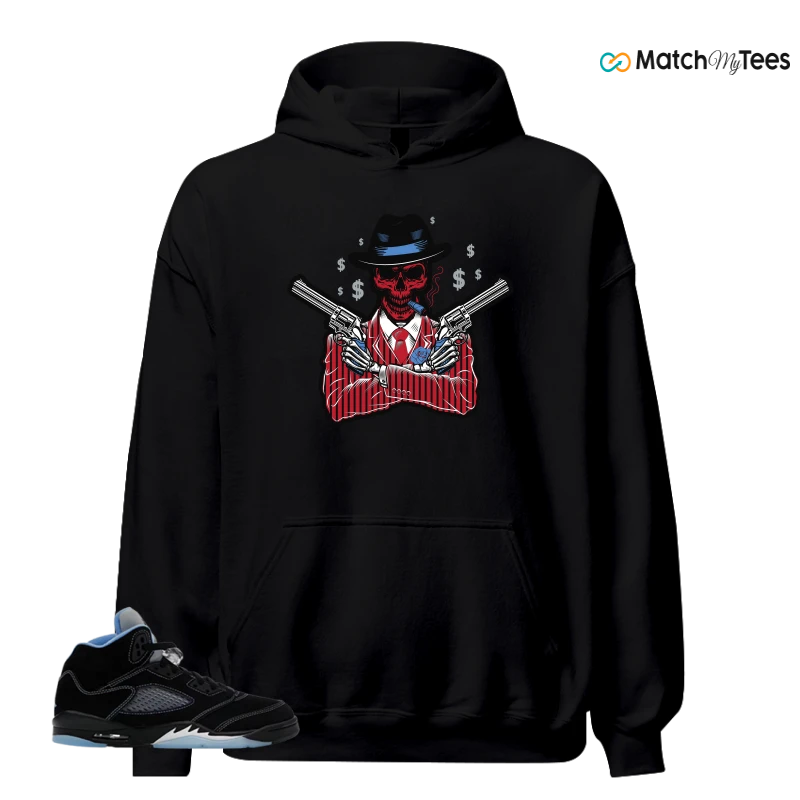 NIKE AIR JORDAN 5 BLACK UNIVERSITY BLUE SNEAKER Matching Tees hoodie