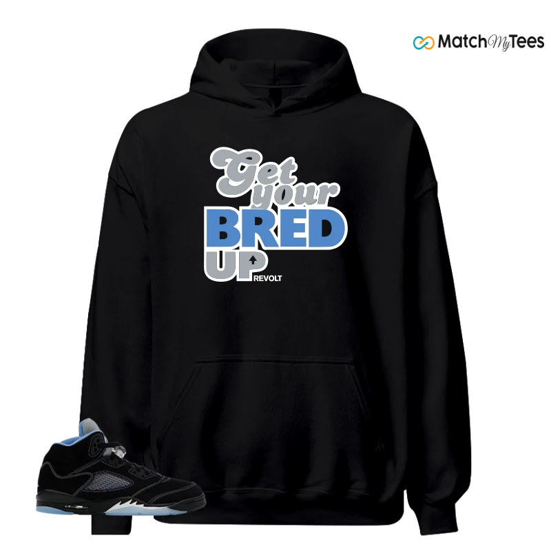NIKE AIR JORDAN 5 BLACK UNIVERSITY BLUE SNEAKER Matching Tees hoodie