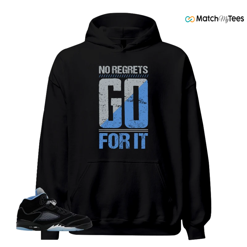 NIKE AIR JORDAN 5 BLACK UNIVERSITY BLUE SNEAKER Matching Tees hoodie