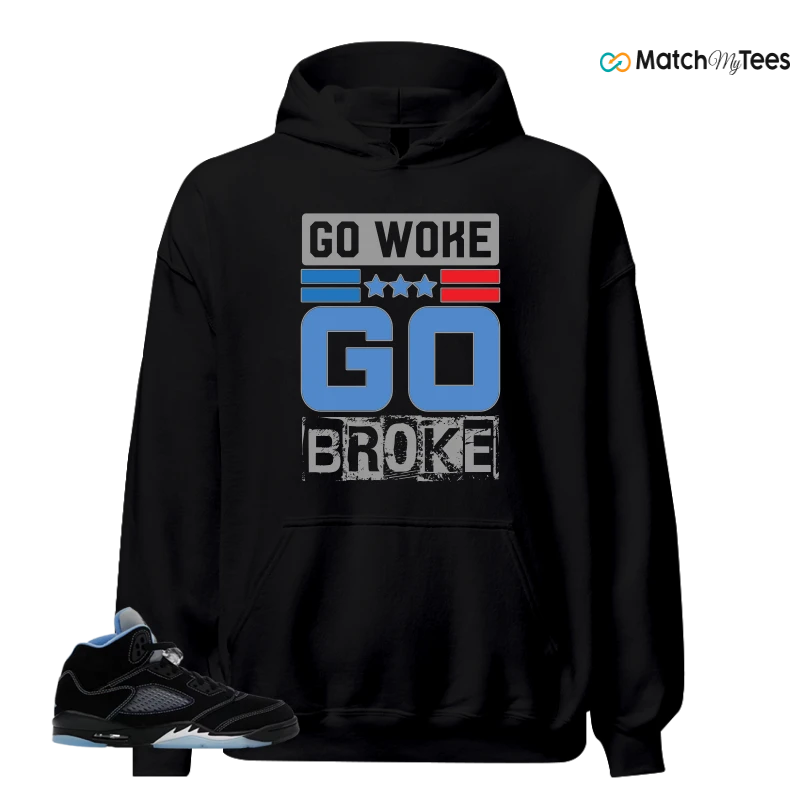 NIKE AIR JORDAN 5 BLACK UNIVERSITY BLUE SNEAKER Matching Tees hoodie