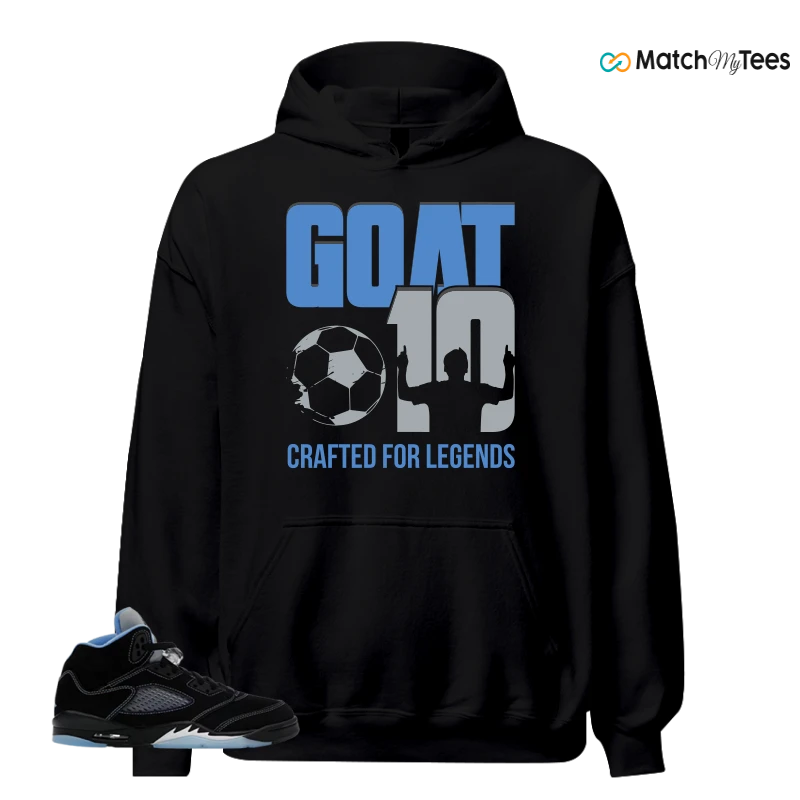 NIKE AIR JORDAN 5 BLACK UNIVERSITY BLUE SNEAKER Matching Tees hoodie
