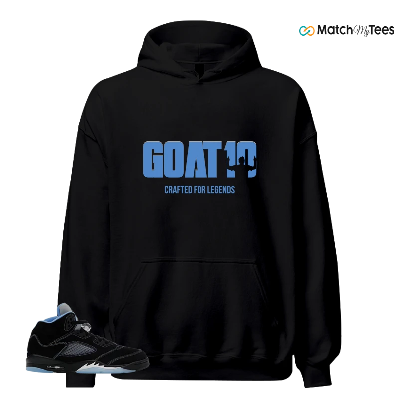NIKE AIR JORDAN 5 BLACK UNIVERSITY BLUE SNEAKER Matching Tees hoodie