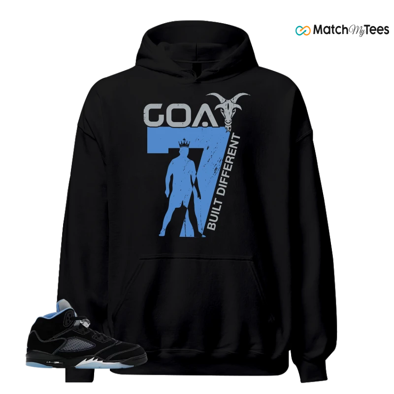 NIKE AIR JORDAN 5 BLACK UNIVERSITY BLUE SNEAKER Matching Tees hoodie