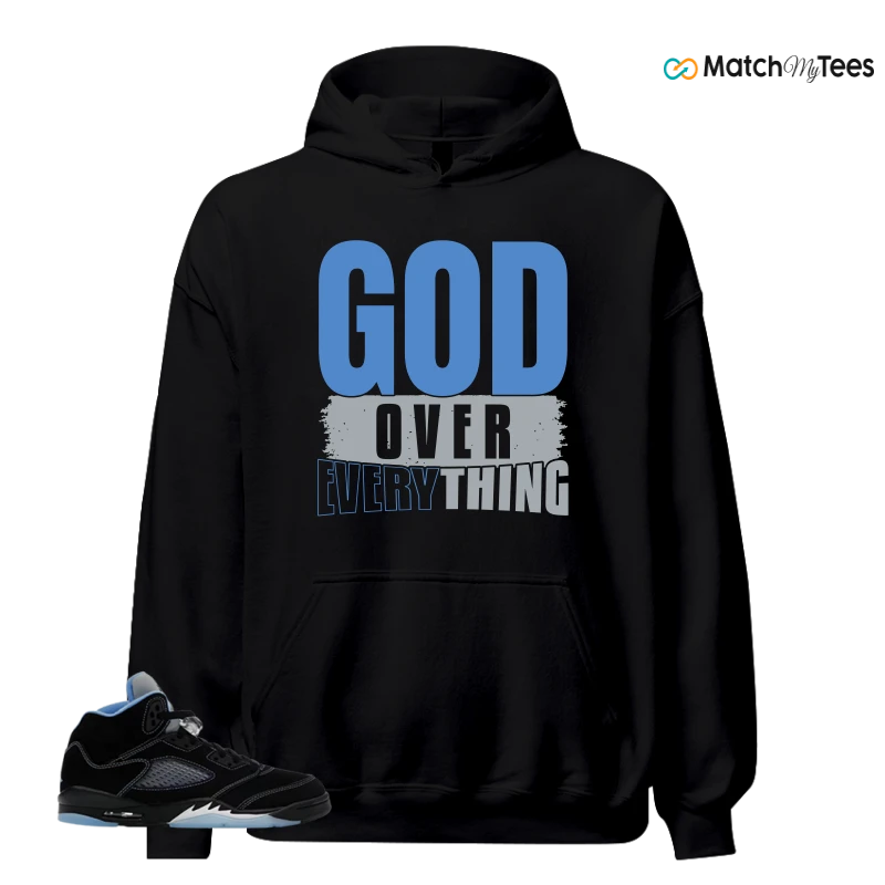 NIKE AIR JORDAN 5 BLACK UNIVERSITY BLUE SNEAKER Matching Tees hoodie