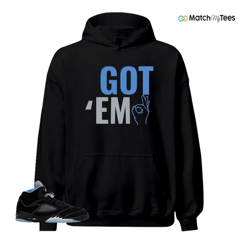NIKE AIR JORDAN 5 BLACK UNIVERSITY BLUE SNEAKER Matching Tees hoodie