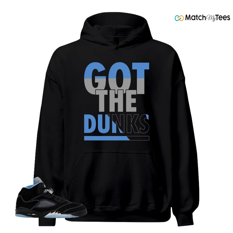 NIKE AIR JORDAN 5 BLACK UNIVERSITY BLUE SNEAKER Matching Tees hoodie