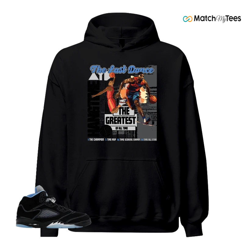 NIKE AIR JORDAN 5 BLACK UNIVERSITY BLUE SNEAKER Matching Tees hoodie