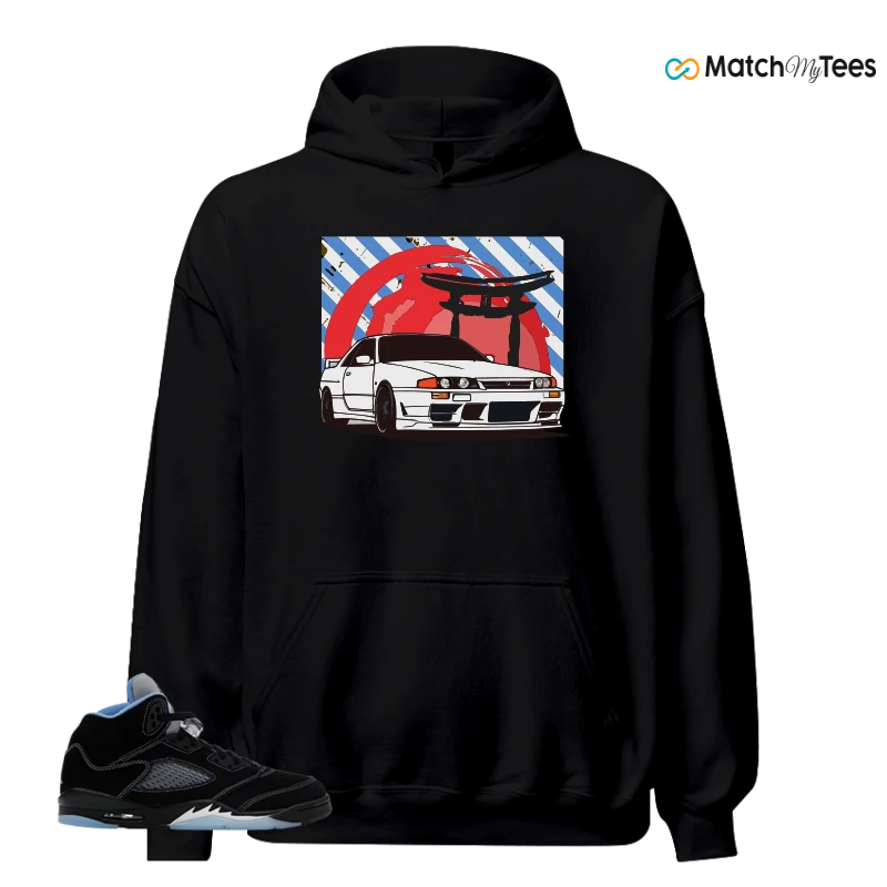 NIKE AIR JORDAN 5 BLACK UNIVERSITY BLUE SNEAKER Matching Tees hoodie
