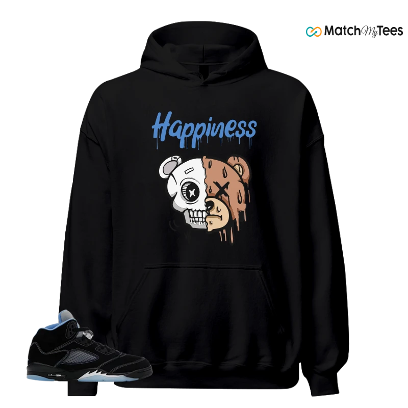 NIKE AIR JORDAN 5 BLACK UNIVERSITY BLUE SNEAKER Matching Tees hoodie