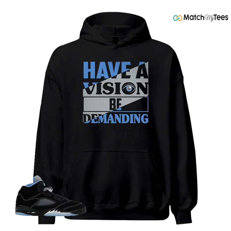 NIKE AIR JORDAN 5 BLACK UNIVERSITY BLUE SNEAKER Matching Tees hoodie