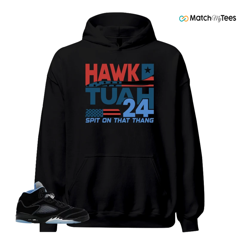 NIKE AIR JORDAN 5 BLACK UNIVERSITY BLUE SNEAKER Matching Tees hoodie