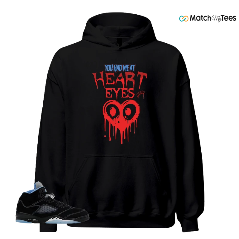 NIKE AIR JORDAN 5 BLACK UNIVERSITY BLUE SNEAKER Matching Tees hoodie
