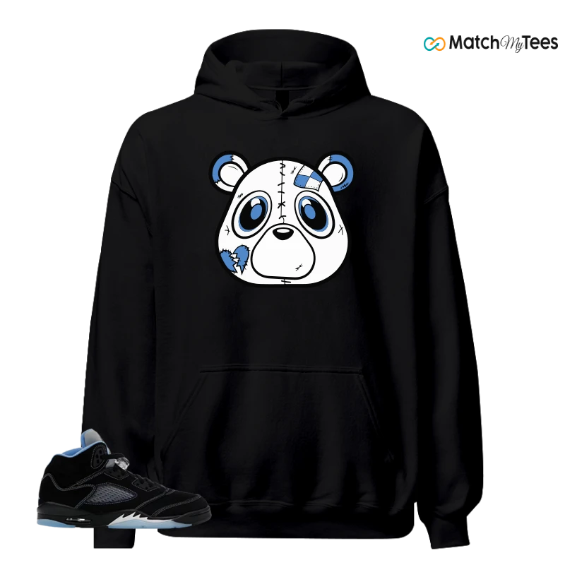 NIKE AIR JORDAN 5 BLACK UNIVERSITY BLUE SNEAKER Matching Tees hoodie
