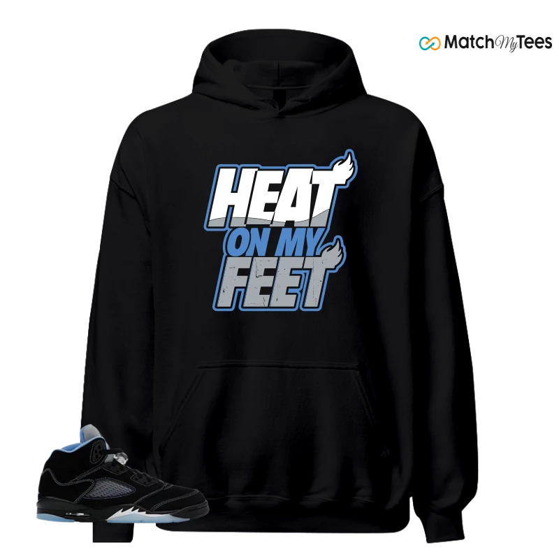 NIKE AIR JORDAN 5 BLACK UNIVERSITY BLUE SNEAKER Matching Tees hoodie