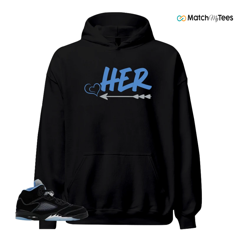 NIKE AIR JORDAN 5 BLACK UNIVERSITY BLUE SNEAKER Matching Tees hoodie
