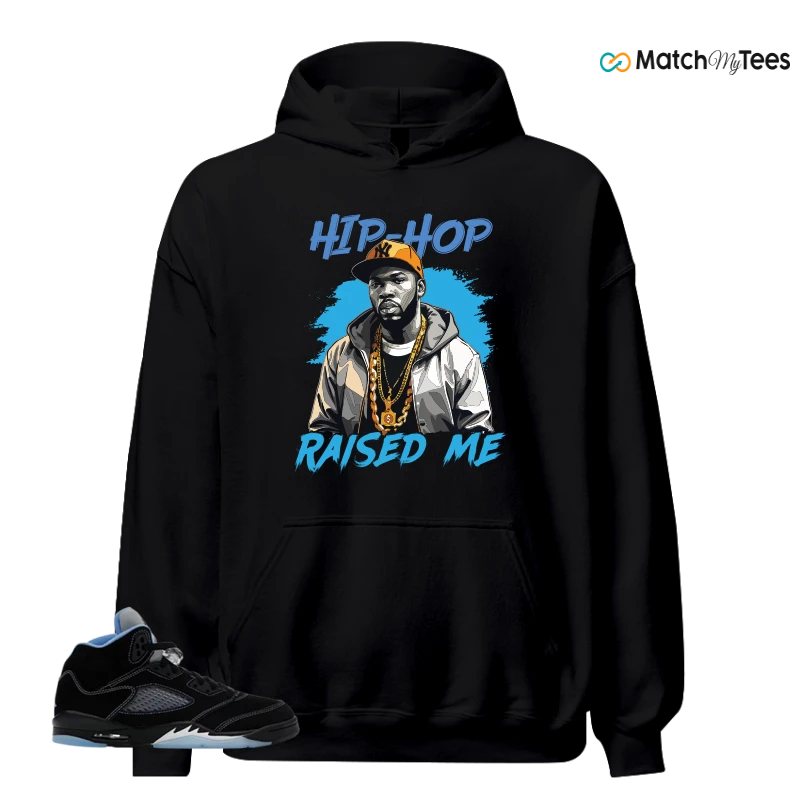 NIKE AIR JORDAN 5 BLACK UNIVERSITY BLUE SNEAKER Matching Tees hoodie