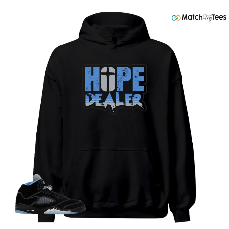 NIKE AIR JORDAN 5 BLACK UNIVERSITY BLUE SNEAKER Matching Tees hoodie