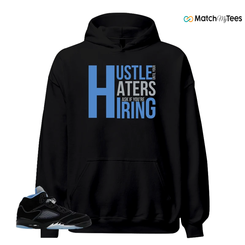 NIKE AIR JORDAN 5 BLACK UNIVERSITY BLUE SNEAKER Matching Tees hoodie
