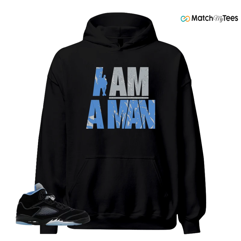 NIKE AIR JORDAN 5 BLACK UNIVERSITY BLUE SNEAKER Matching Tees hoodie
