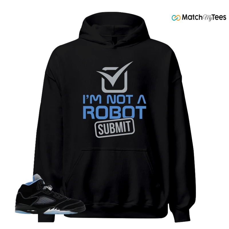 NIKE AIR JORDAN 5 BLACK UNIVERSITY BLUE SNEAKER Matching Tees hoodie