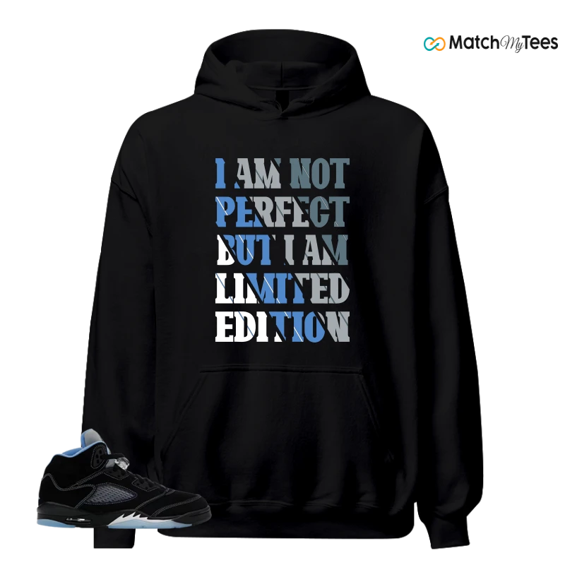 NIKE AIR JORDAN 5 BLACK UNIVERSITY BLUE SNEAKER Matching Tees hoodie