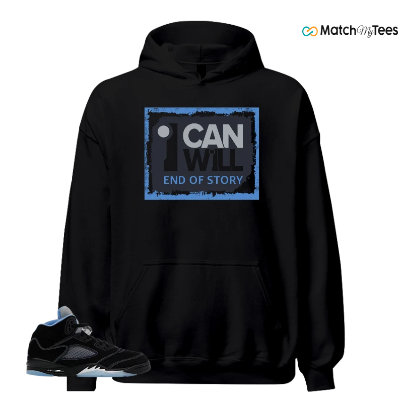 NIKE AIR JORDAN 5 BLACK UNIVERSITY BLUE SNEAKER Matching Tees hoodie