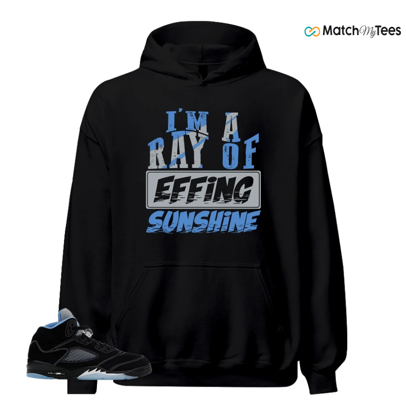 NIKE AIR JORDAN 5 BLACK UNIVERSITY BLUE SNEAKER Matching Tees hoodie