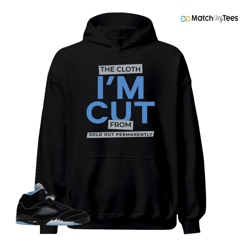 NIKE AIR JORDAN 5 BLACK UNIVERSITY BLUE SNEAKER Matching Tees hoodie