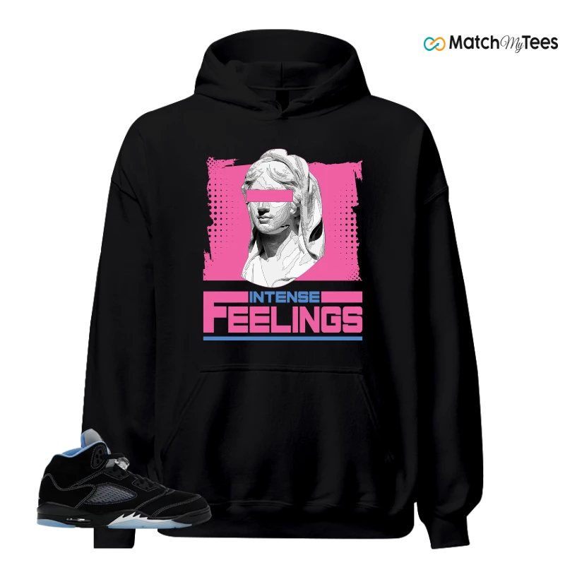 NIKE AIR JORDAN 5 BLACK UNIVERSITY BLUE SNEAKER Matching Tees hoodie