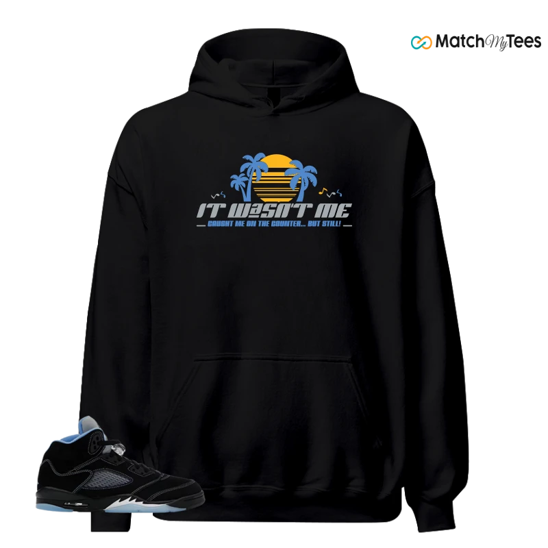 NIKE AIR JORDAN 5 BLACK UNIVERSITY BLUE SNEAKER Matching Tees hoodie