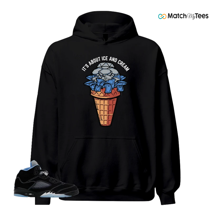 NIKE AIR JORDAN 5 BLACK UNIVERSITY BLUE SNEAKER Matching Tees hoodie