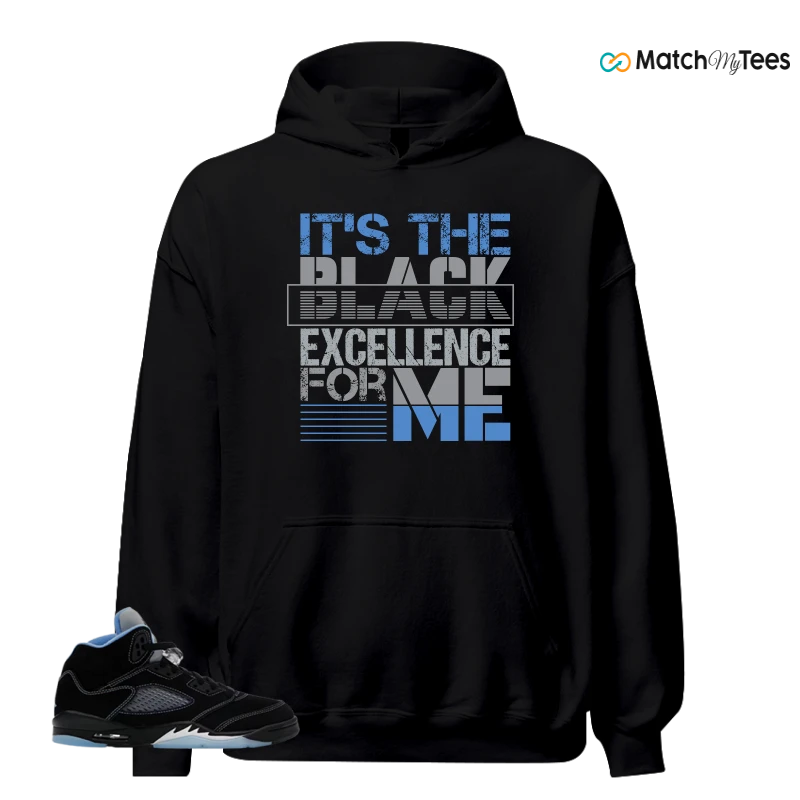NIKE AIR JORDAN 5 BLACK UNIVERSITY BLUE SNEAKER Matching Tees hoodie