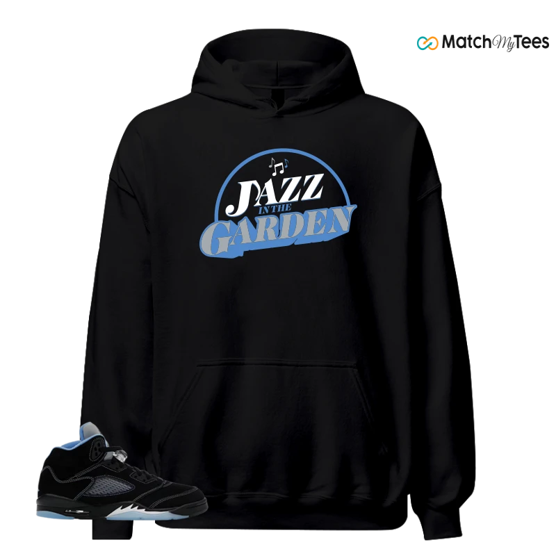 NIKE AIR JORDAN 5 BLACK UNIVERSITY BLUE SNEAKER Matching Tees hoodie