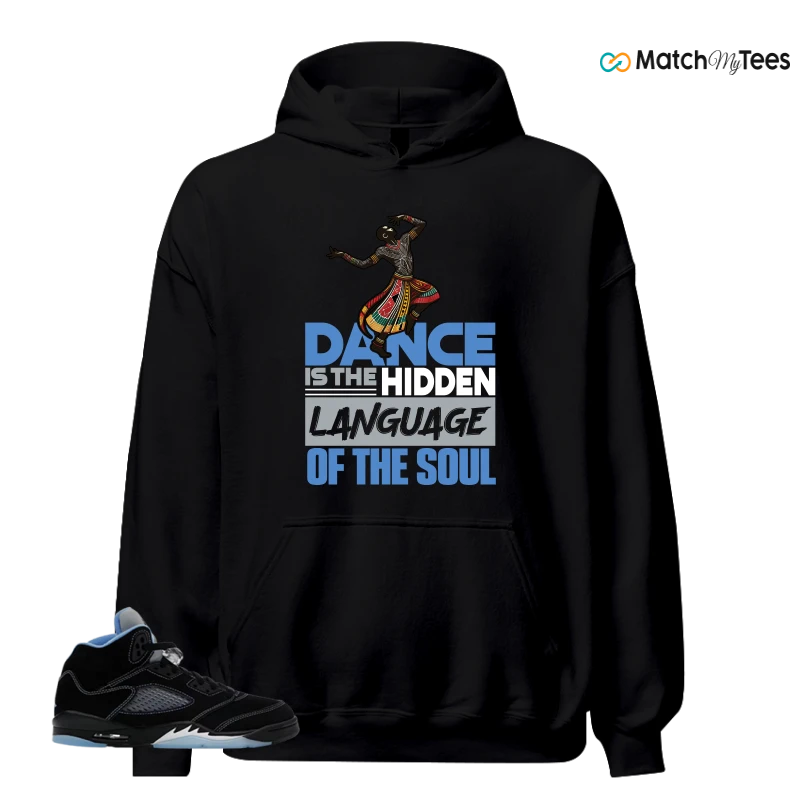 NIKE AIR JORDAN 5 BLACK UNIVERSITY BLUE SNEAKER Matching Tees hoodie