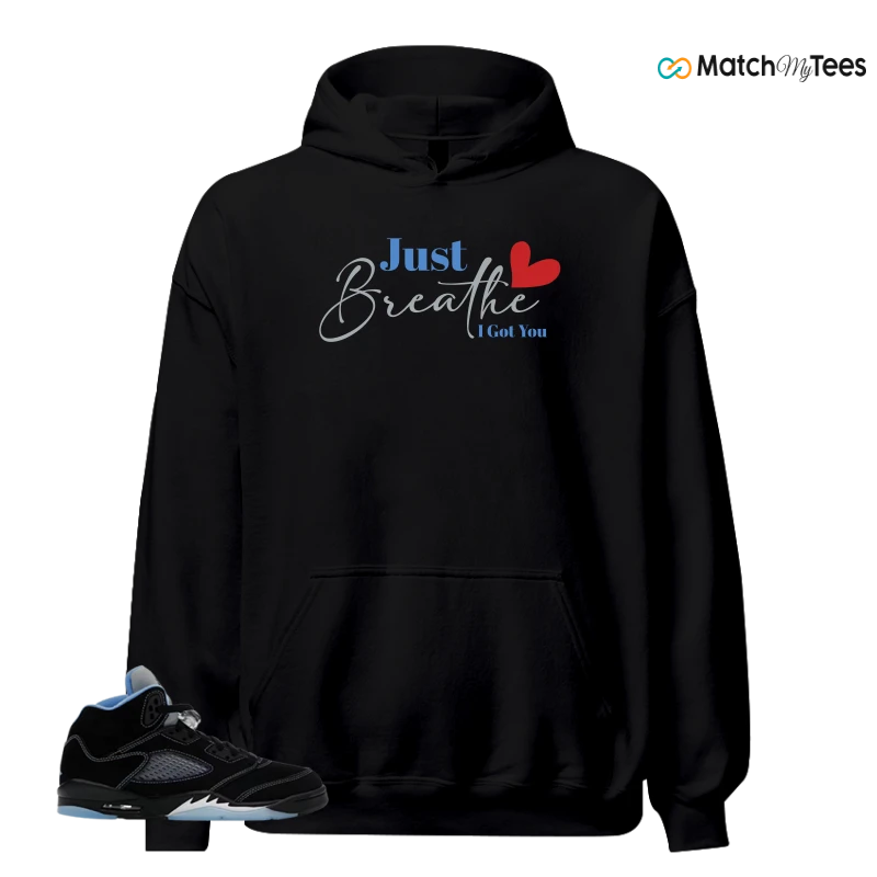 NIKE AIR JORDAN 5 BLACK UNIVERSITY BLUE SNEAKER Matching Tees hoodie