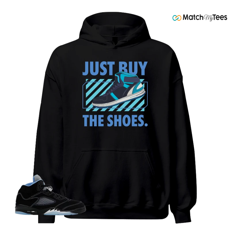 NIKE AIR JORDAN 5 BLACK UNIVERSITY BLUE SNEAKER Matching Tees hoodie