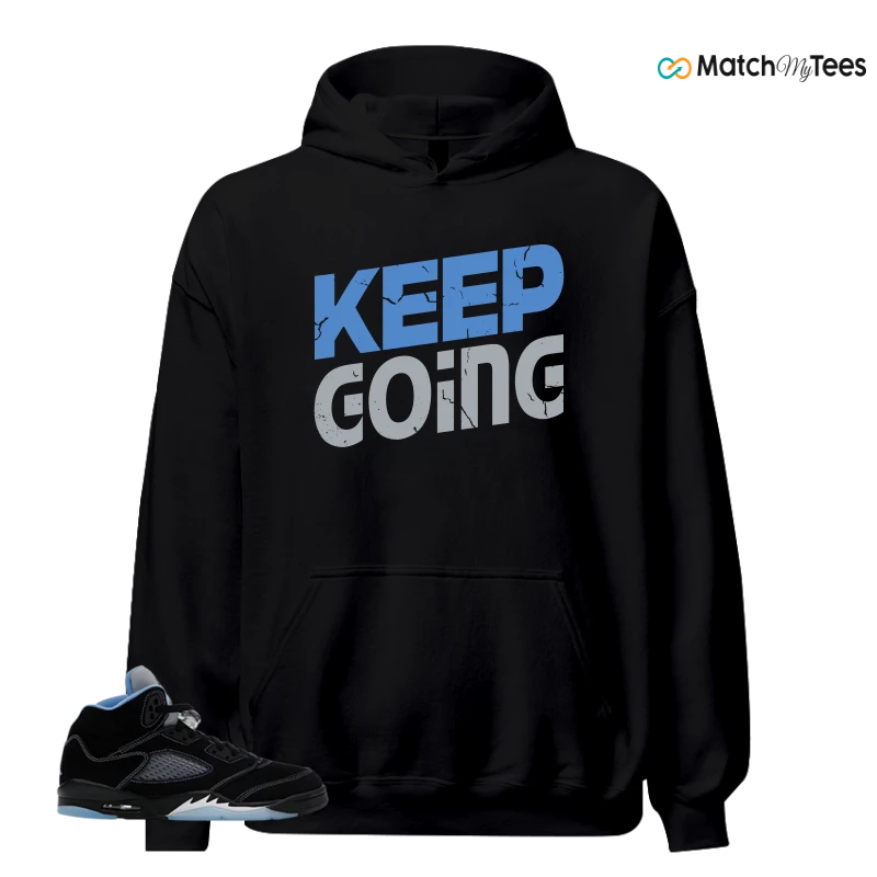 NIKE AIR JORDAN 5 BLACK UNIVERSITY BLUE SNEAKER Matching Tees hoodie