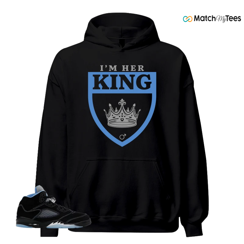 NIKE AIR JORDAN 5 BLACK UNIVERSITY BLUE SNEAKER Matching Tees hoodie