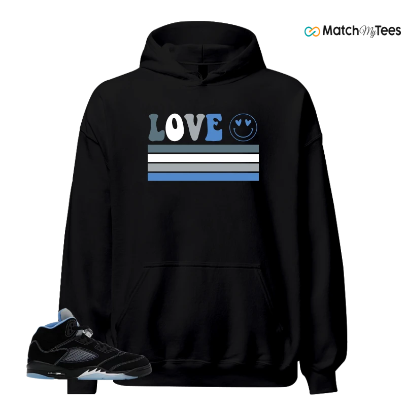 NIKE AIR JORDAN 5 BLACK UNIVERSITY BLUE SNEAKER Matching Tees hoodie