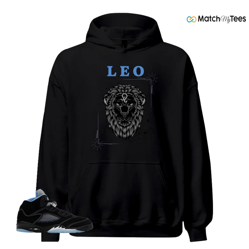 NIKE AIR JORDAN 5 BLACK UNIVERSITY BLUE SNEAKER Matching Tees hoodie