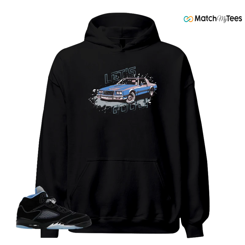 NIKE AIR JORDAN 5 BLACK UNIVERSITY BLUE SNEAKER Matching Tees hoodie