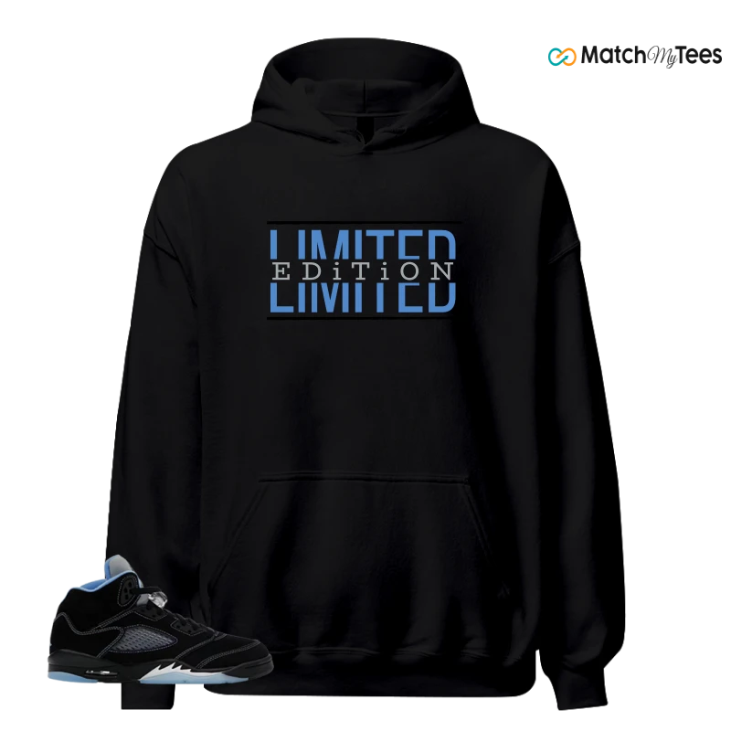 NIKE AIR JORDAN 5 BLACK UNIVERSITY BLUE SNEAKER Matching Tees hoodie